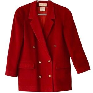 Red Wool Cashmere Double Breasted Blazer | Henry White Dublin | Size L